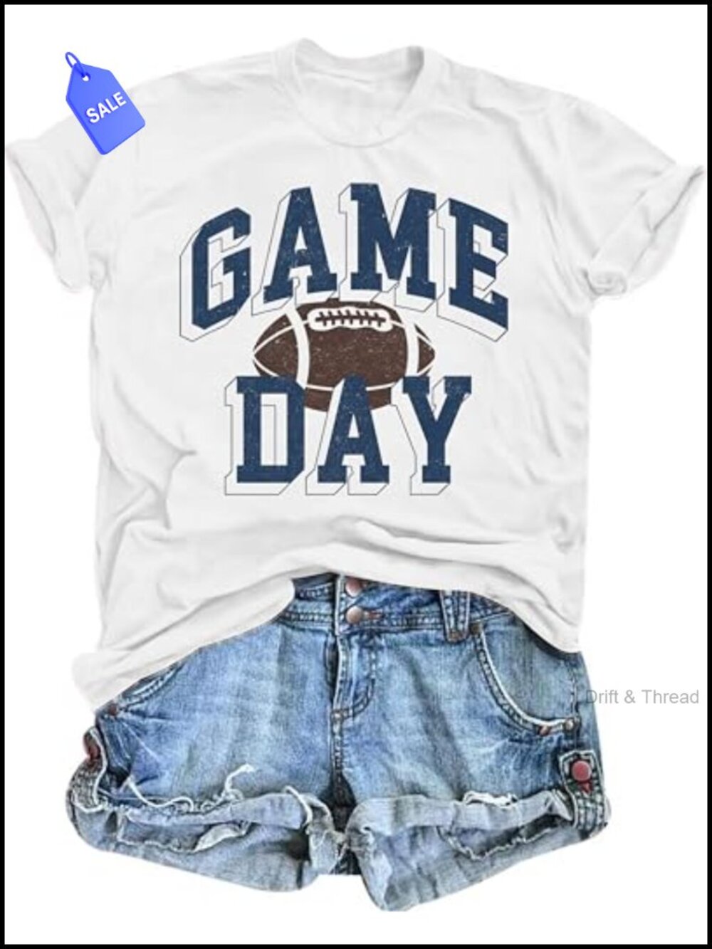 Game Day Football T-Shirt Women Short Sleeve Crew Neck Cotton Blend Tee